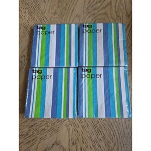 Tag Paper Cocktail Napkins New Lot Of 4 STRIPED New NOS VINTAGE 2000s Blues